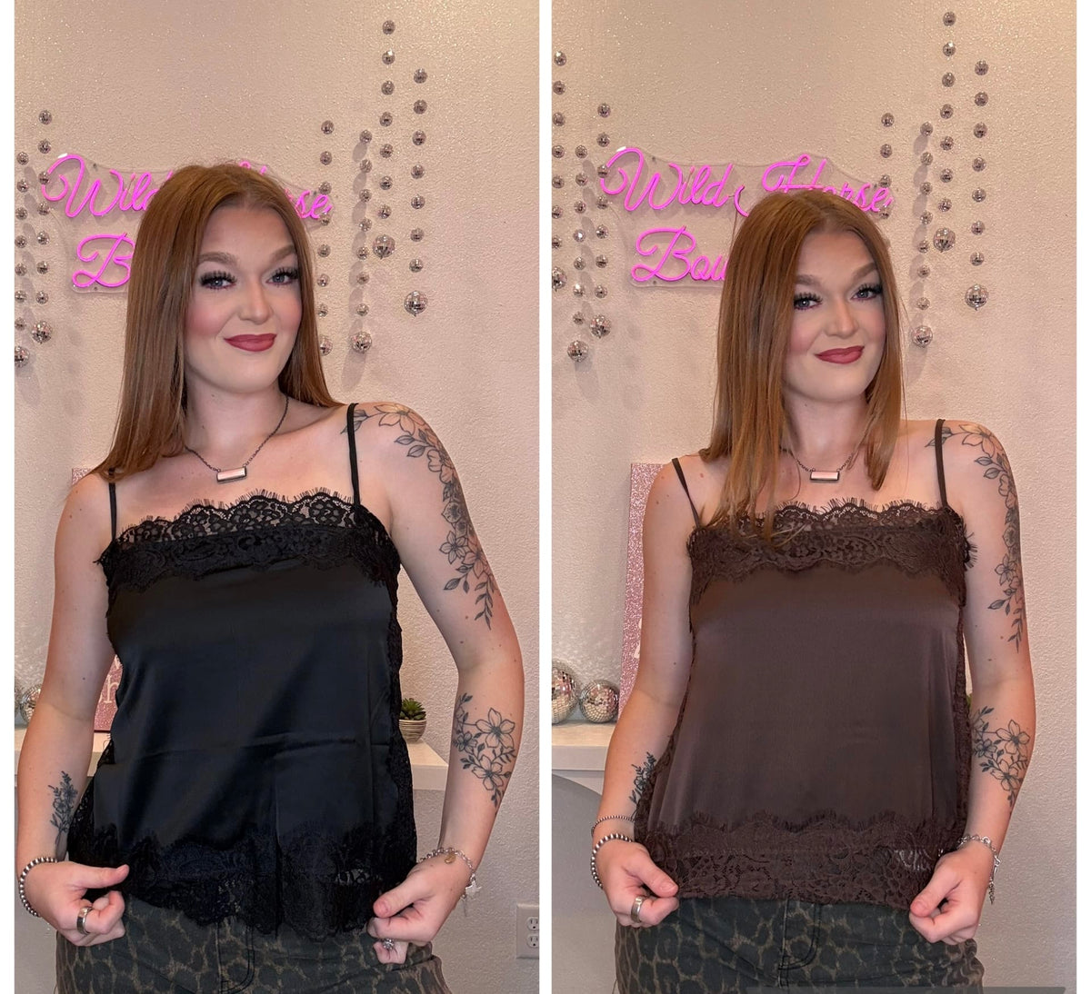 Black or Brown Cami with Lace