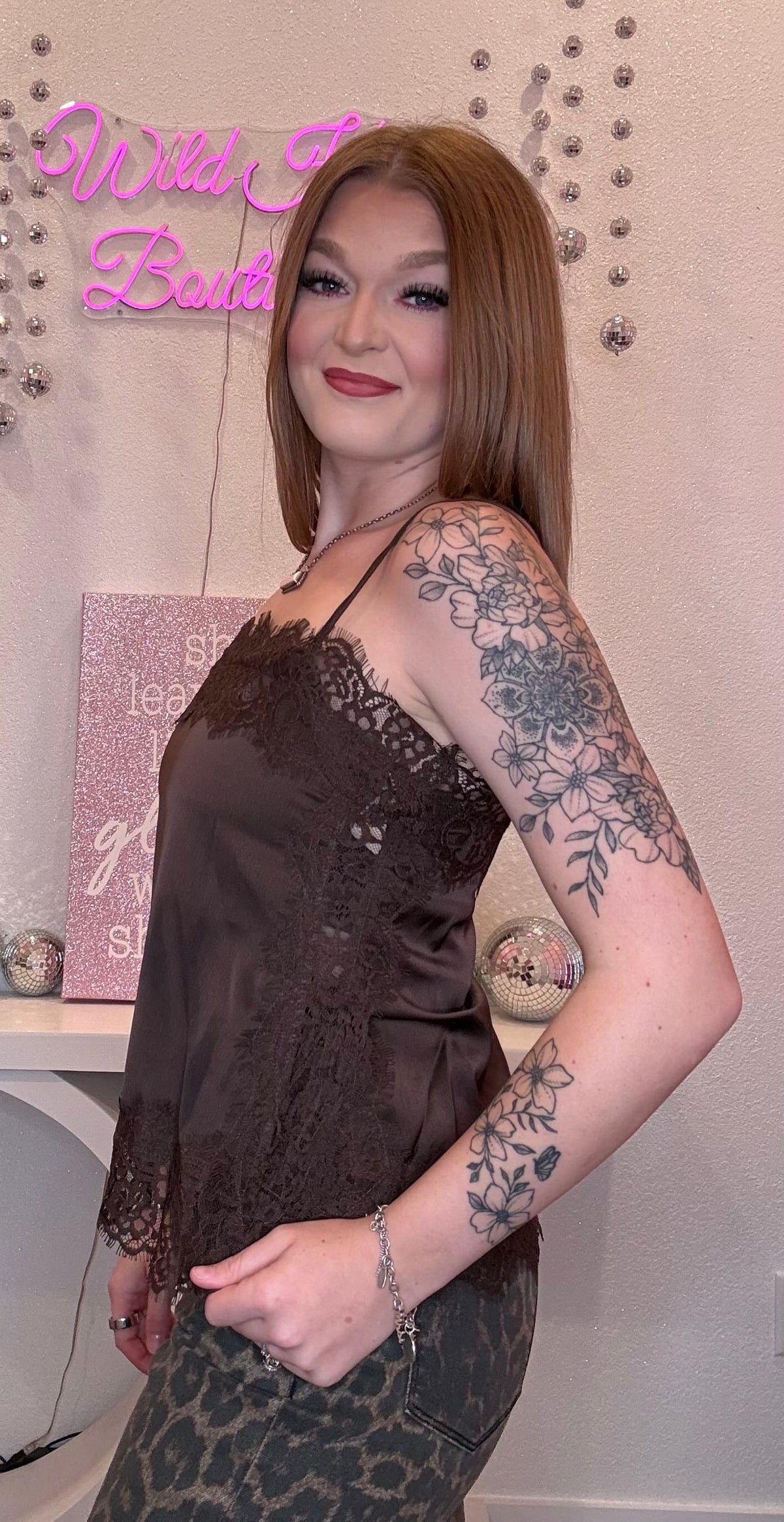 Black or Brown Cami with Lace