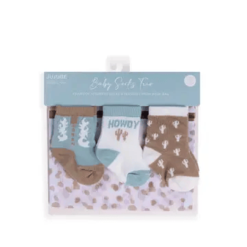 Wild Horse Boutique Baby Socks Trio Howdy Partner Blue