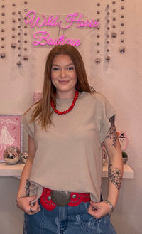 Wild Horse Boutique Beige Sleeveless Top