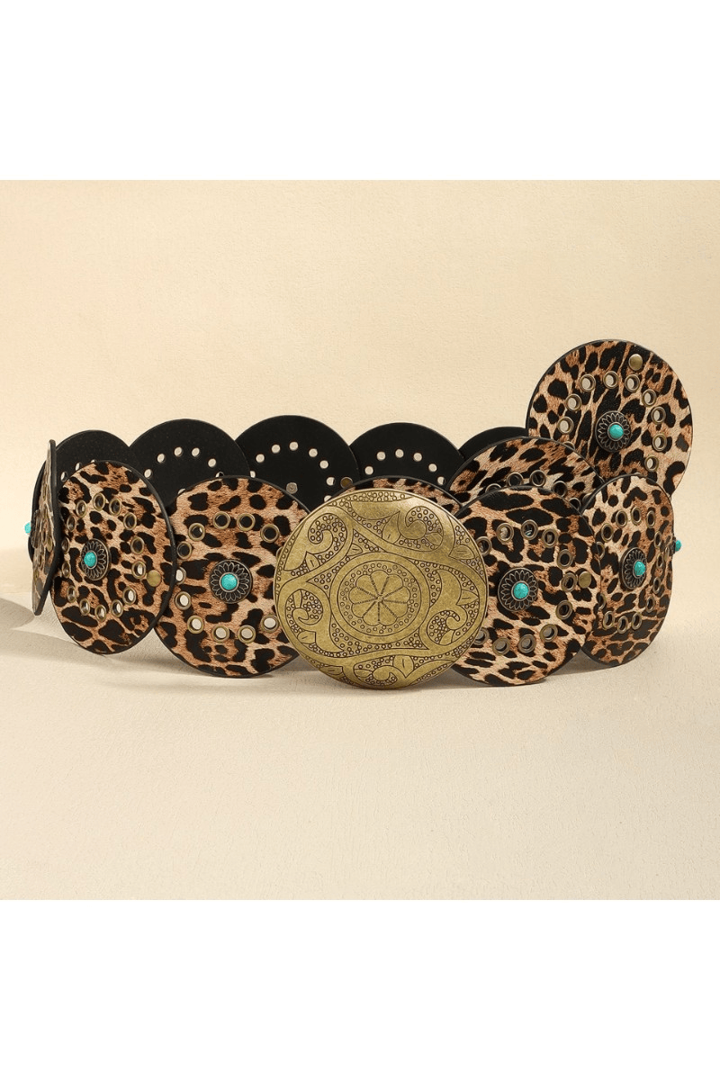 Wild Horse Boutique Belts Leopard Western Circle Belt