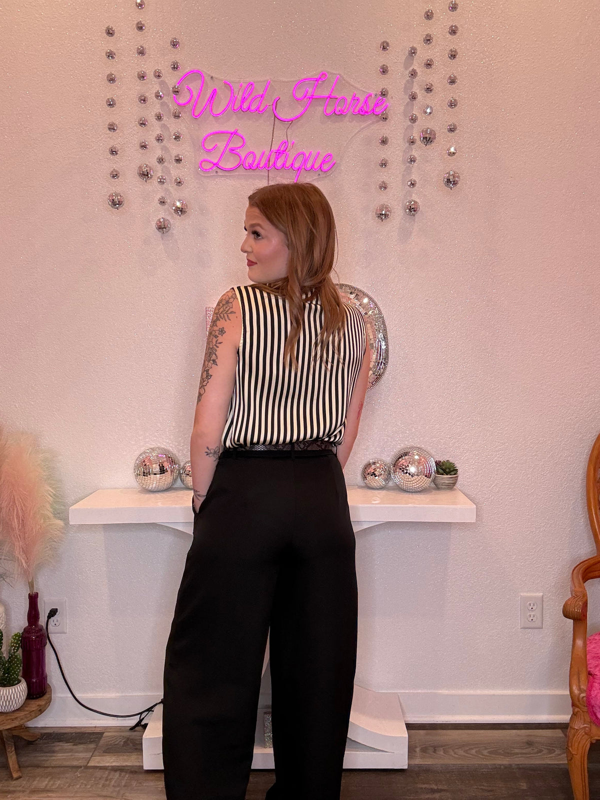 Wild Horse Boutique Black Slacks with Snakeskin Belt