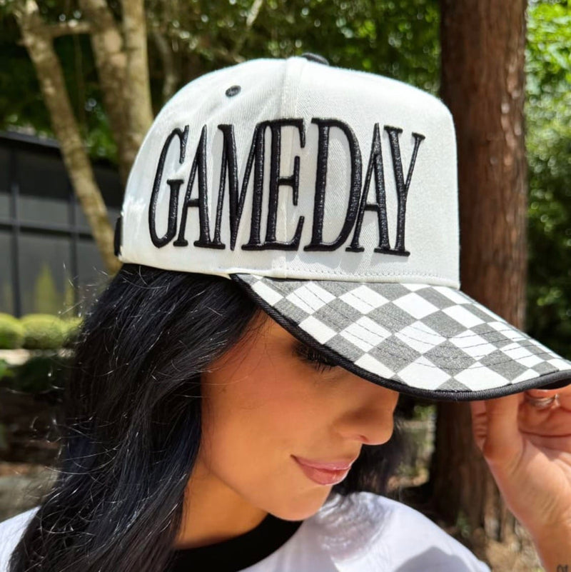 Wild Horse Boutique Black & White Checkered Game Day Hat