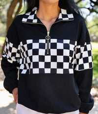 Wild Horse Boutique Black & White Checkered Quarter Zip