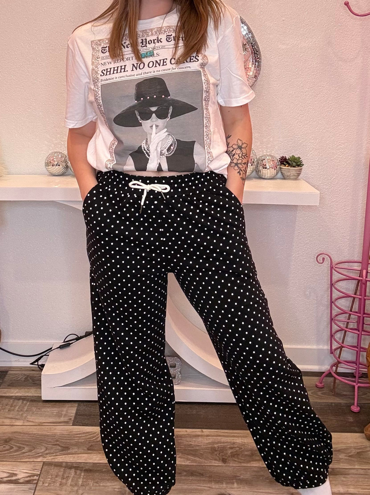 Wild Horse Boutique Black & White Polka Dot Joggers
