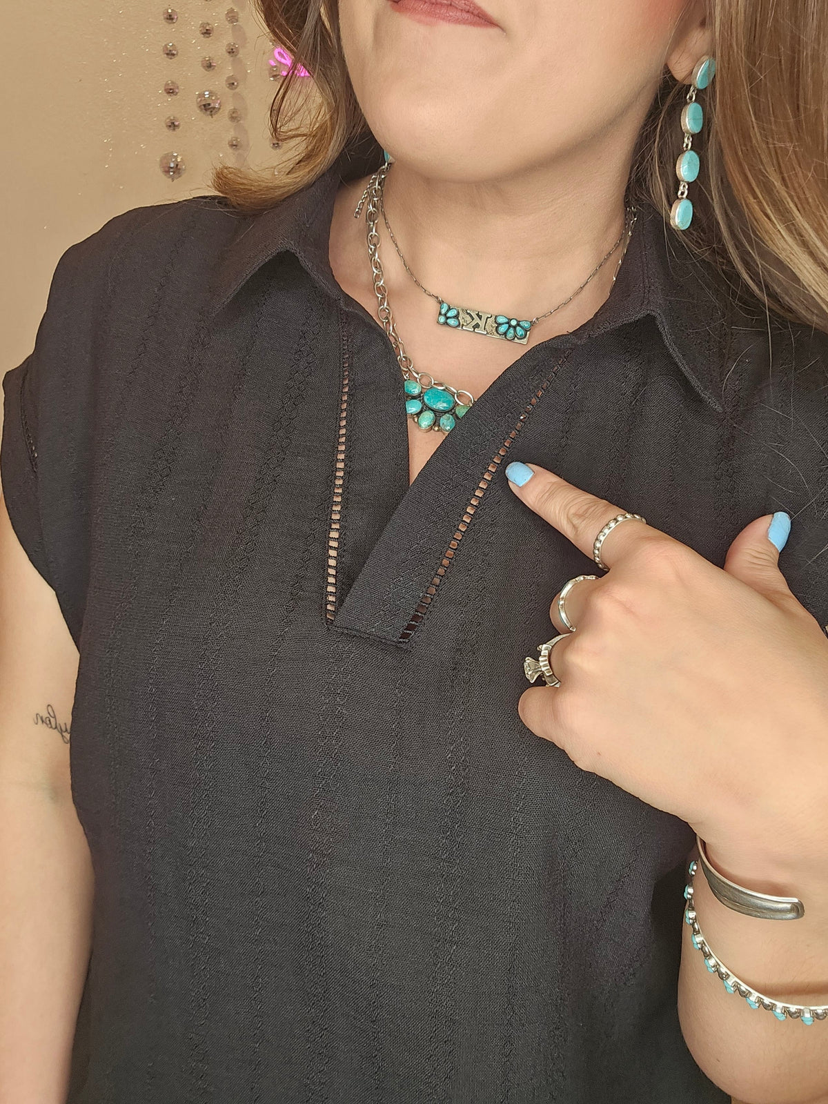 Wild Horse Boutique Blouse Black Linen Blouse