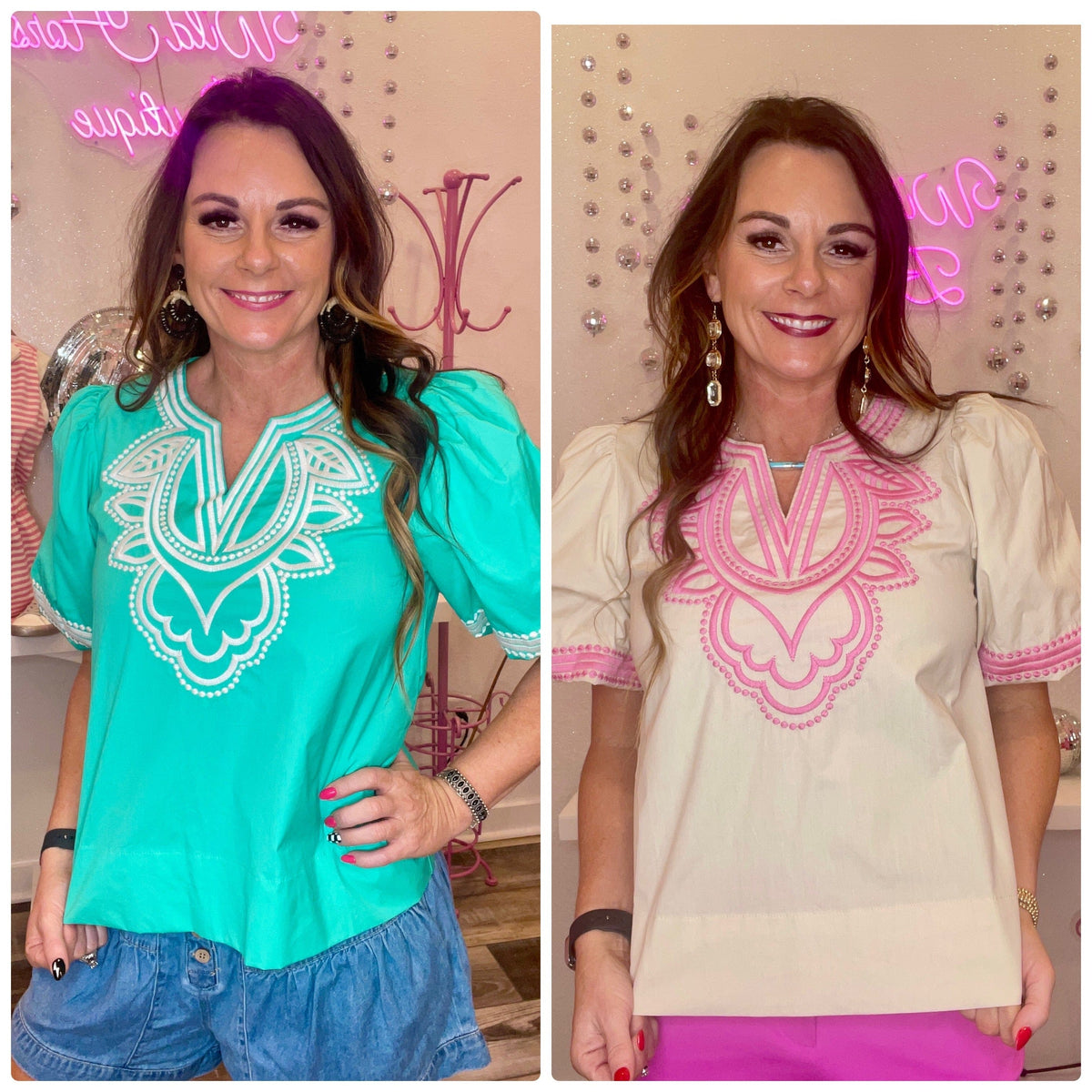 Wild Horse Boutique Blouse Embroidered Blouse