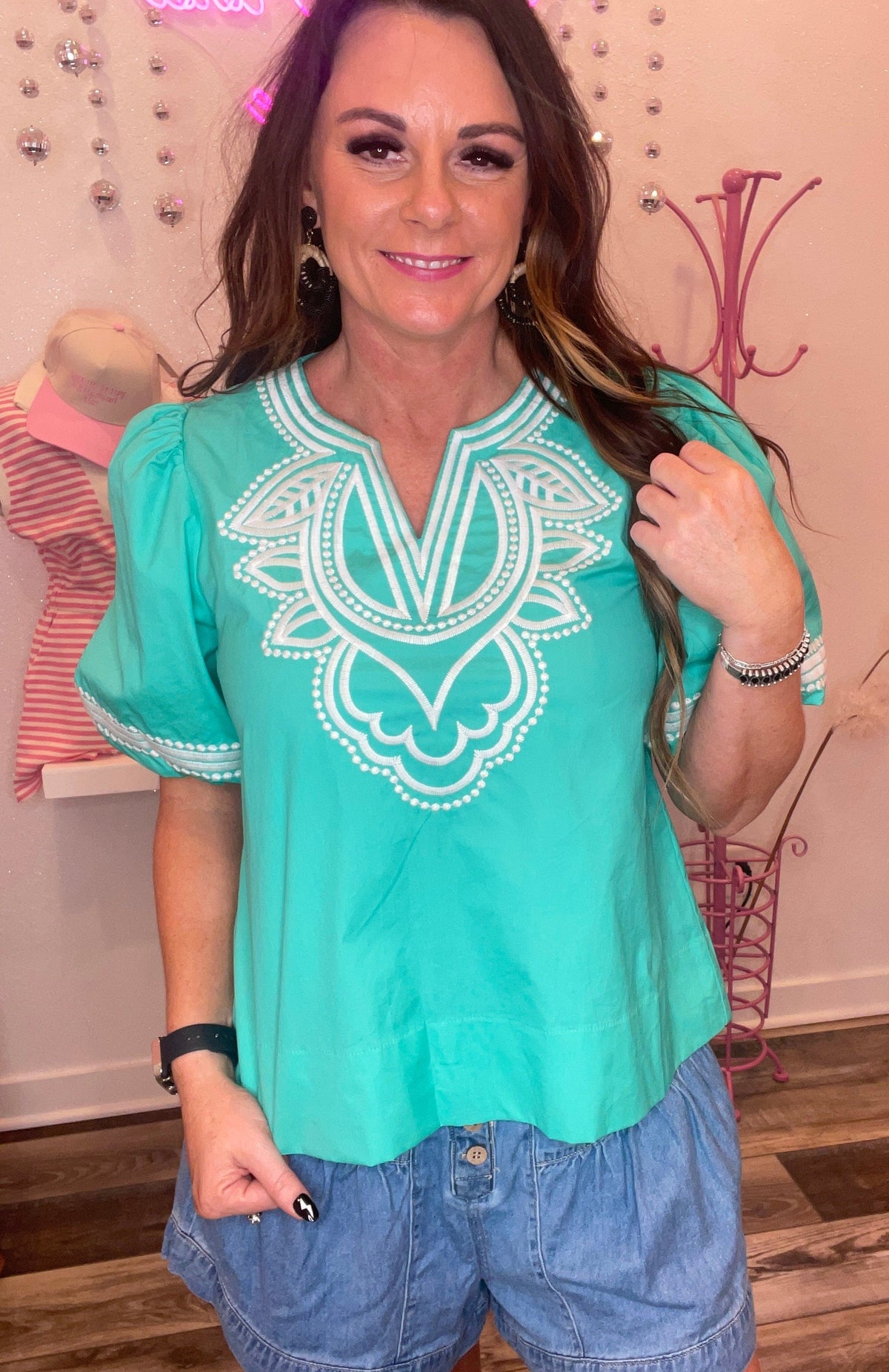 Wild Horse Boutique Blouse Embroidered Blouse