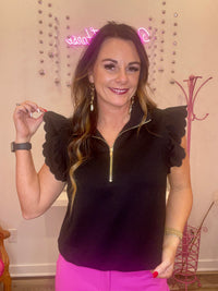 Wild Horse Boutique Blouse Half Zip Top