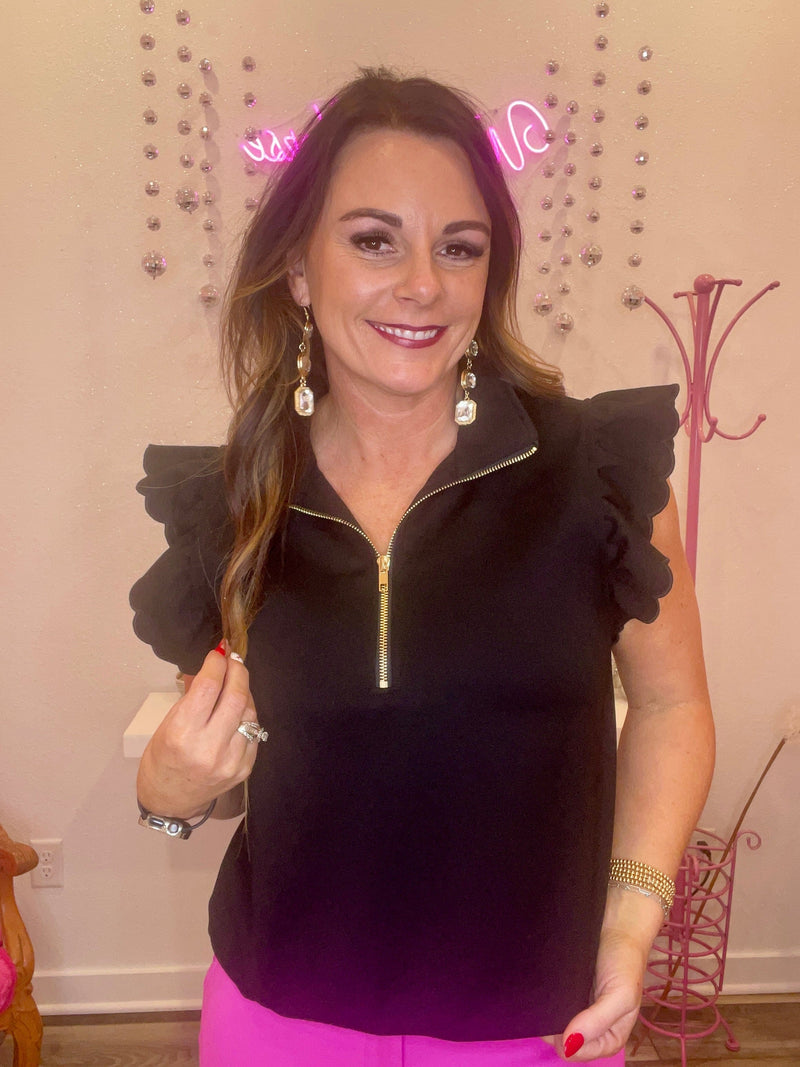 Wild Horse Boutique Blouse Half Zip Top