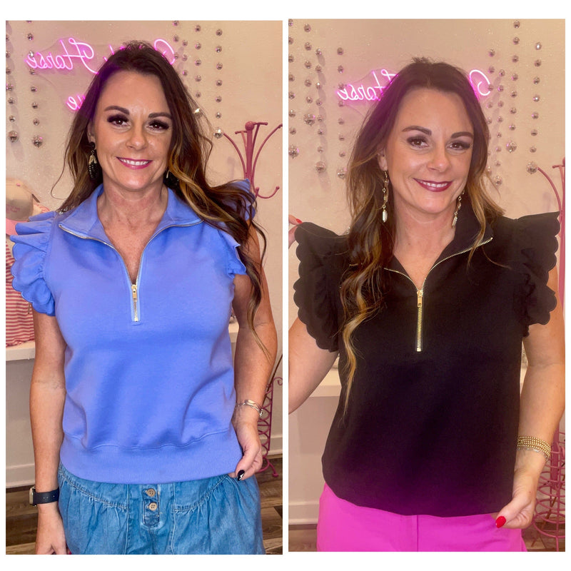 Wild Horse Boutique Blouse Half Zip Top