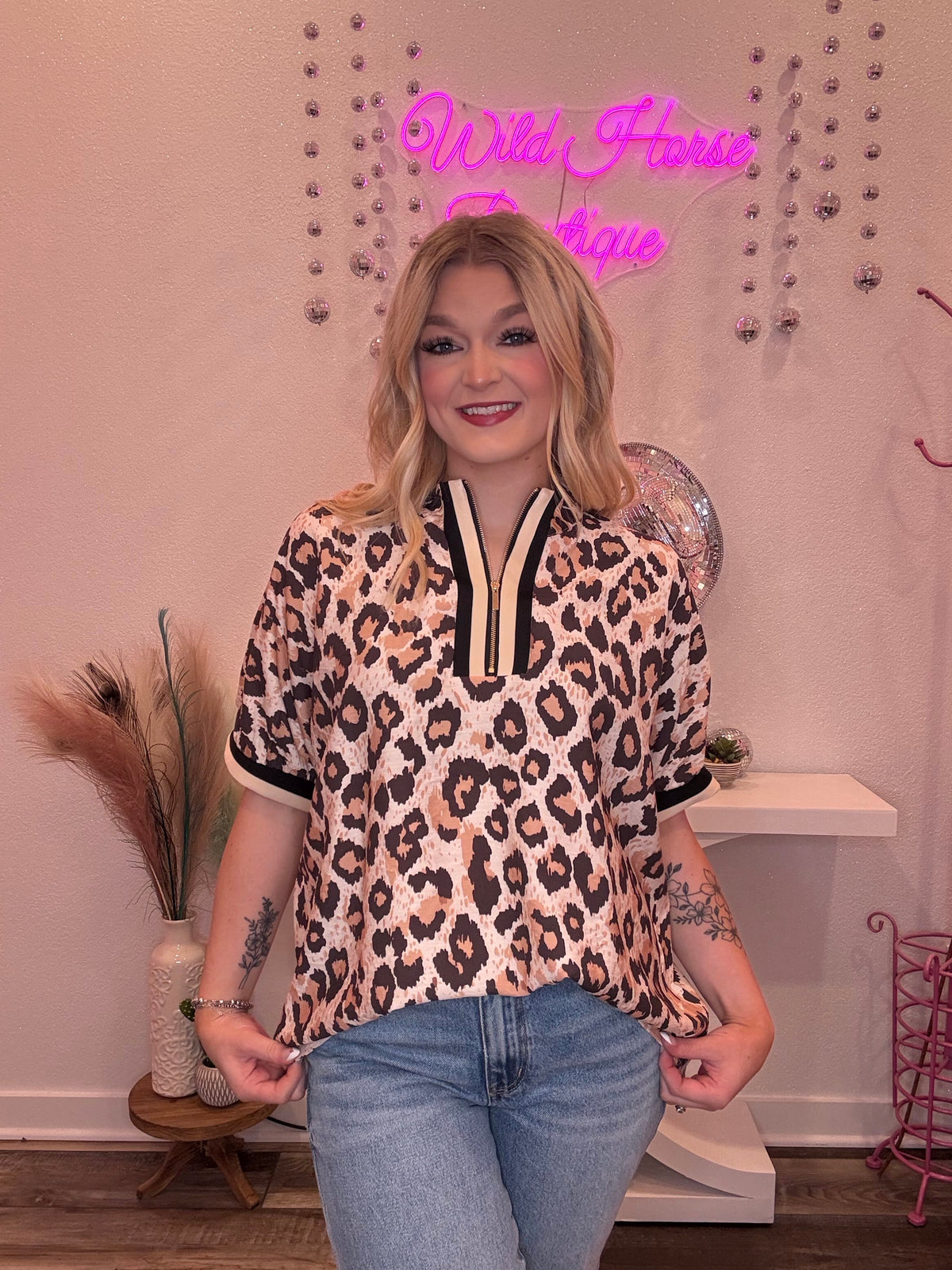 Wild Horse Boutique Blouse Leopard Blouse