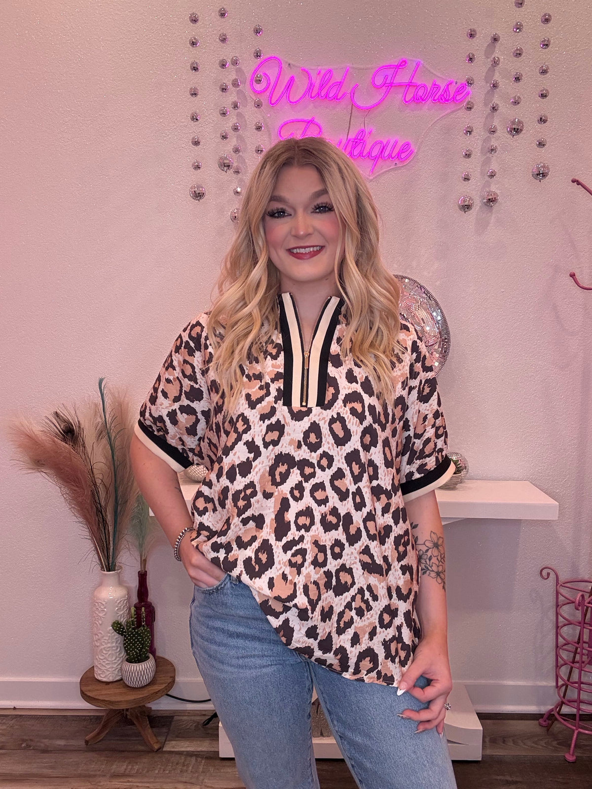 Wild Horse Boutique Blouse Leopard Blouse