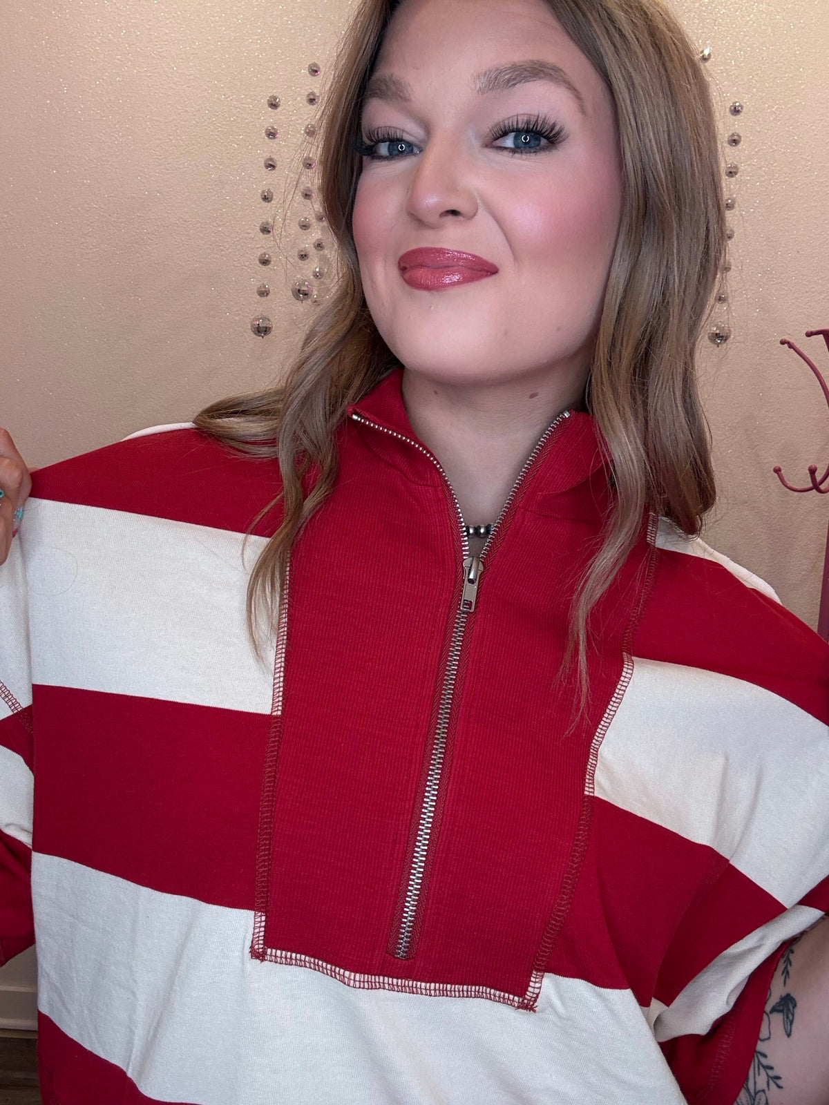 Wild Horse Boutique Blouse The Red and White Striped Blouse