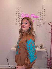 Wild Horse Boutique Blouse Turquoise Western Top
