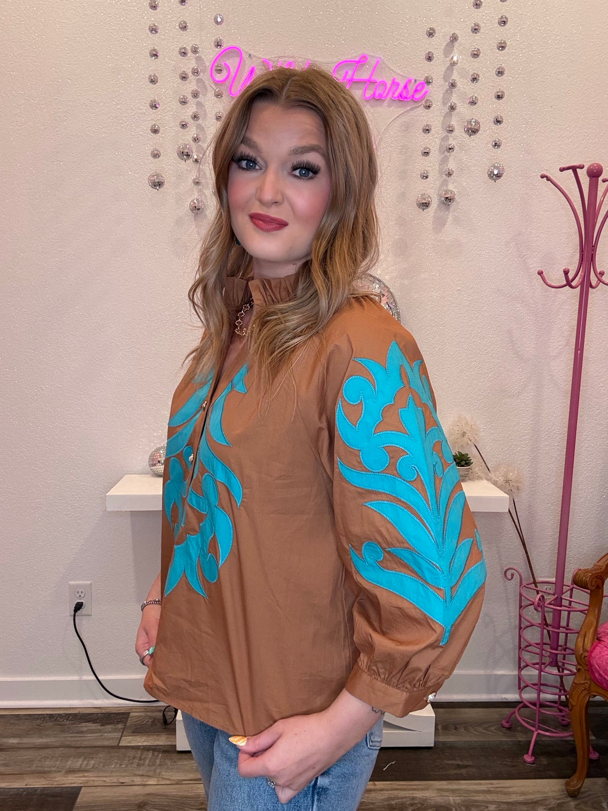 Wild Horse Boutique Blouse Turquoise Western Top