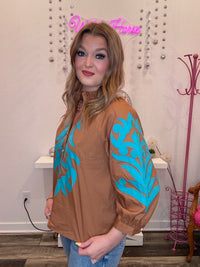 Wild Horse Boutique Blouse Turquoise Western Top