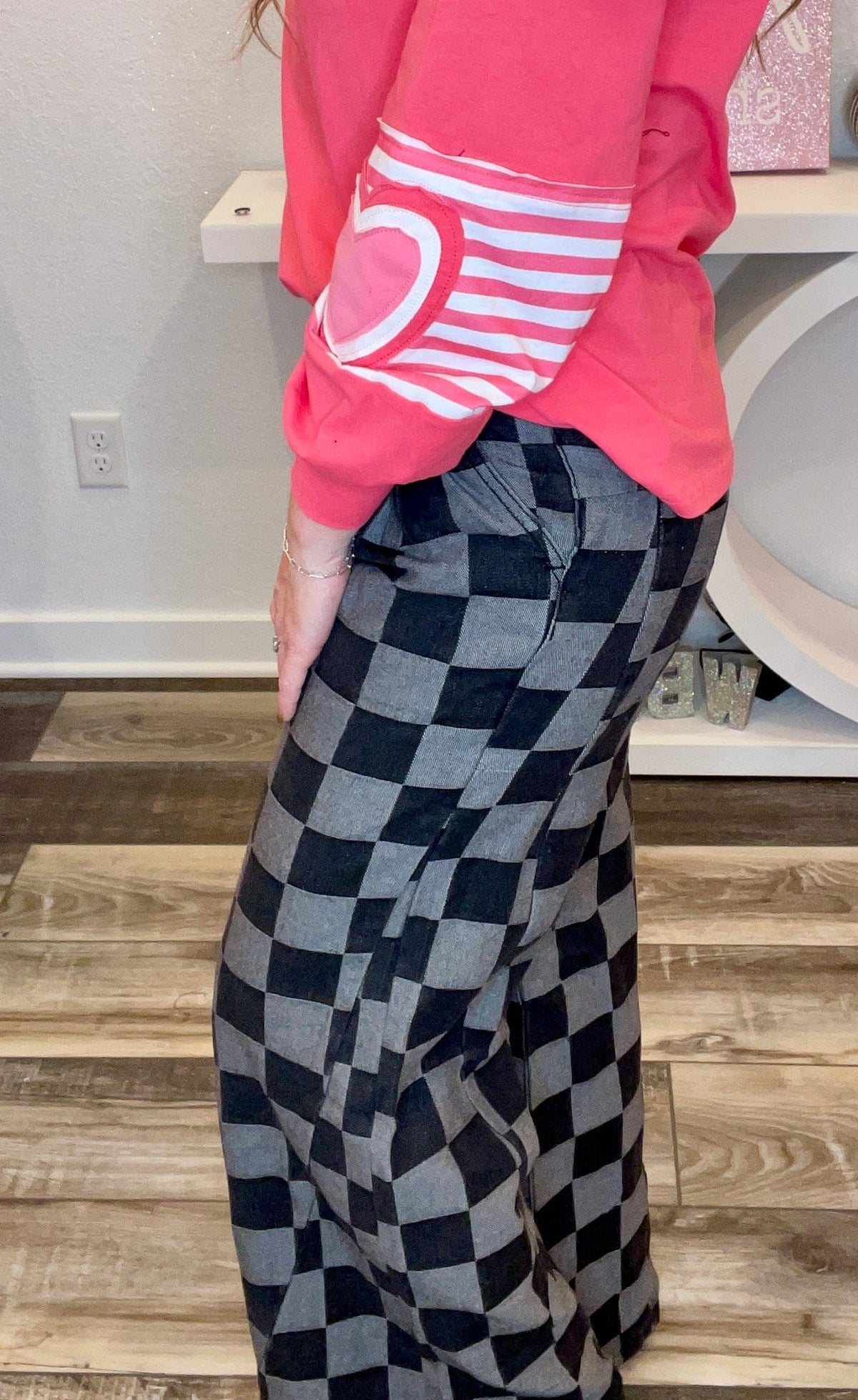 Wild Horse Boutique Bottoms Checkered Black and Gray Pants