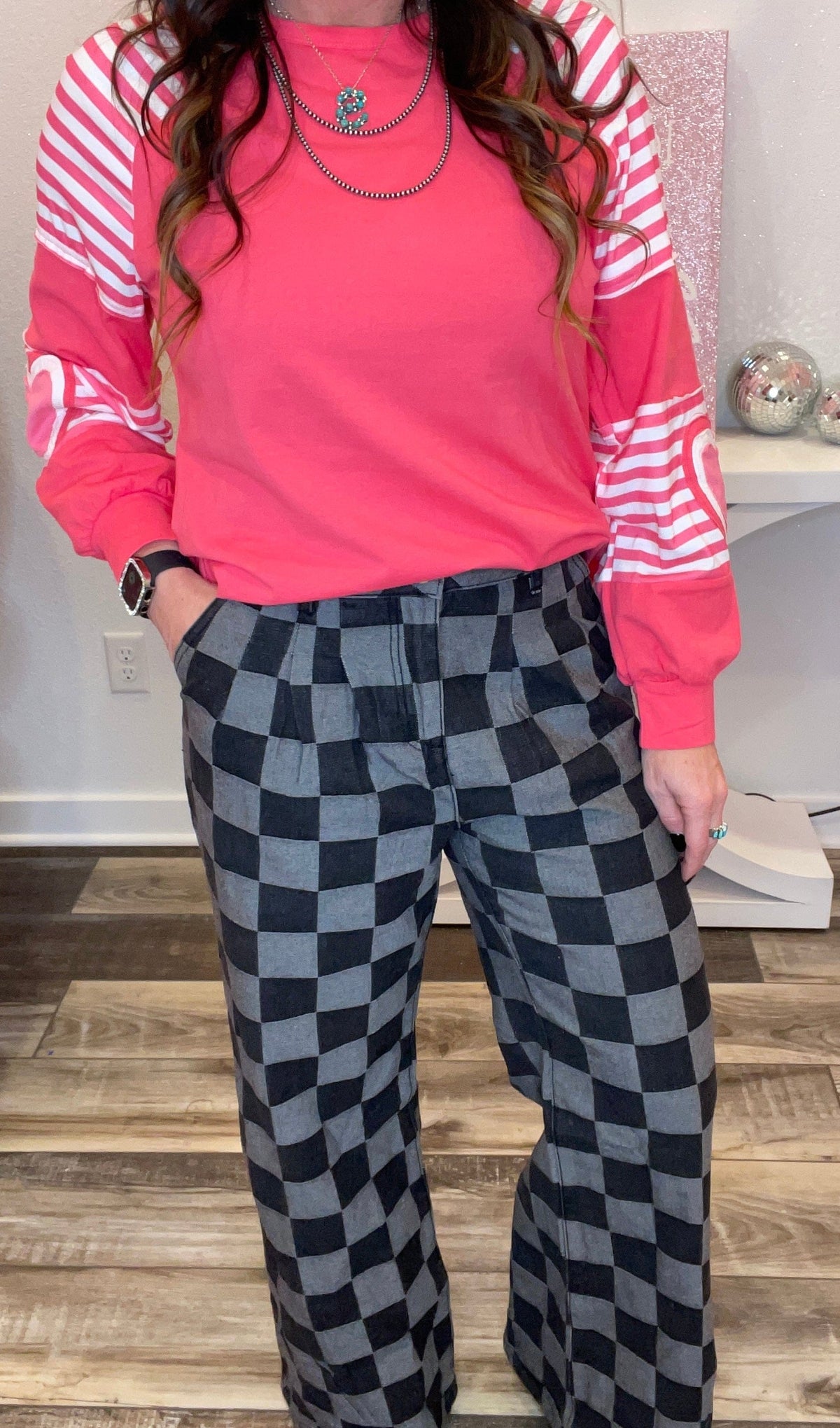 Wild Horse Boutique Bottoms Checkered Black and Gray Pants