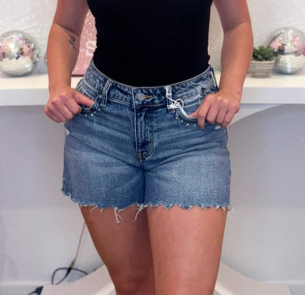 Wild Horse Boutique Bottoms Denim shorts with Turquoise Stones
