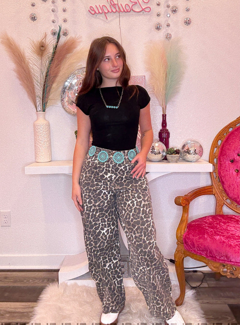 Wild Horse Boutique Bottoms The Leopard Barrel Jeans