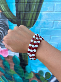 Wild Horse Boutique Bracelet Maroon & White Beaded Game Day Bracelets