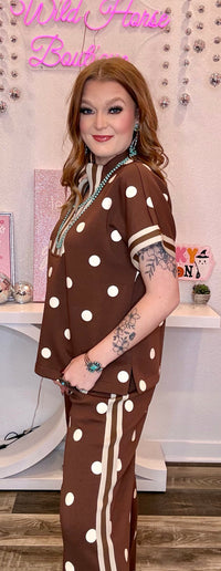 Wild Horse Boutique Brown and White Polka Dot Set