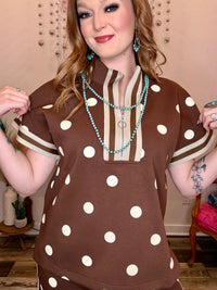 Wild Horse Boutique Brown and White Polka Dot Set