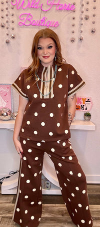 Wild Horse Boutique Brown and White Polka Dot Set