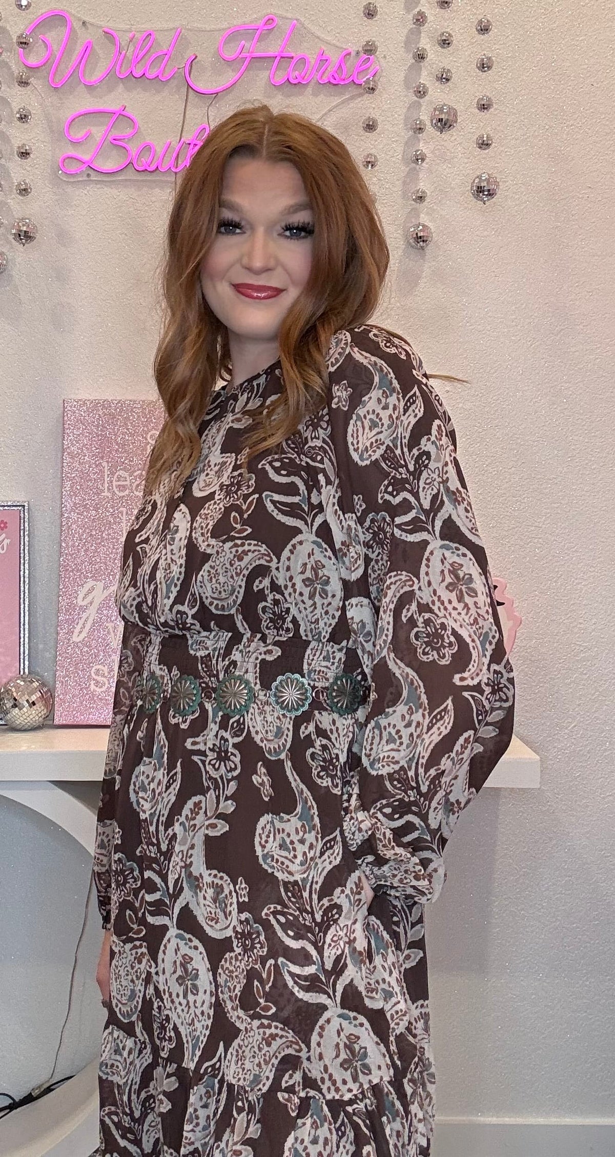 Wild Horse Boutique Brown Paisley Dress