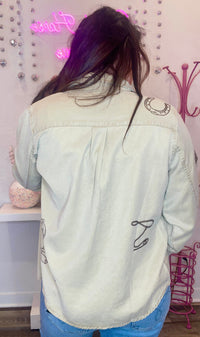 Wild Horse Boutique Buttondown Tan Western Denim Button Down