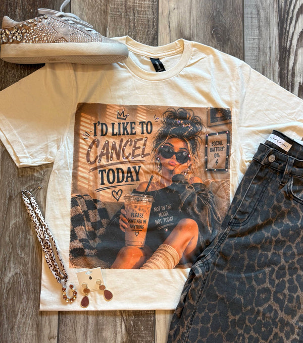 Wild Horse Boutique Cancel Today Rhinestone Tee