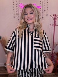 Wild Horse Boutique Clothing sets Beige and Black Striped Set