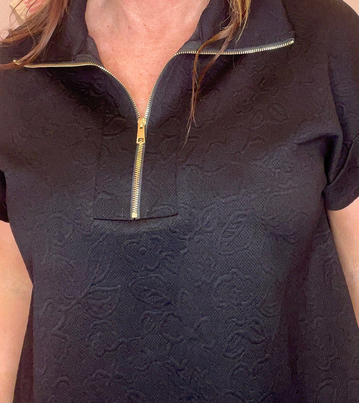 Wild Horse Boutique Clothing sets Black Half Zip Short Set