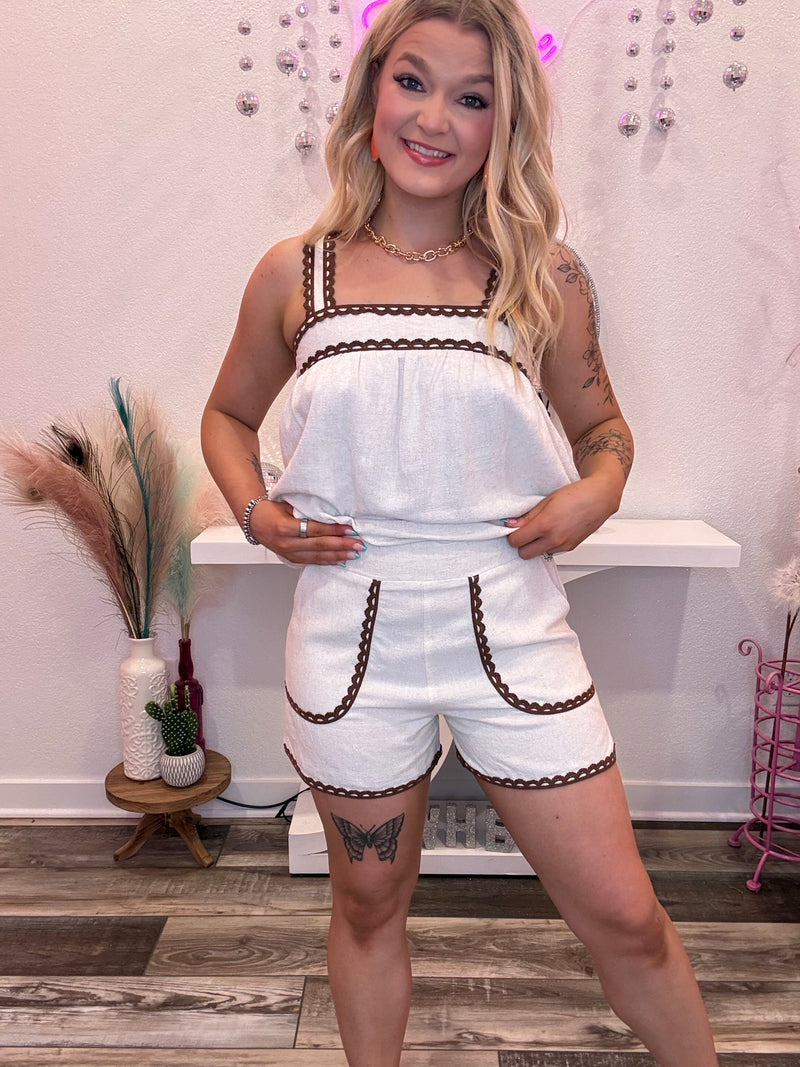 Wild Horse Boutique Clothing sets Cream and Brown Set