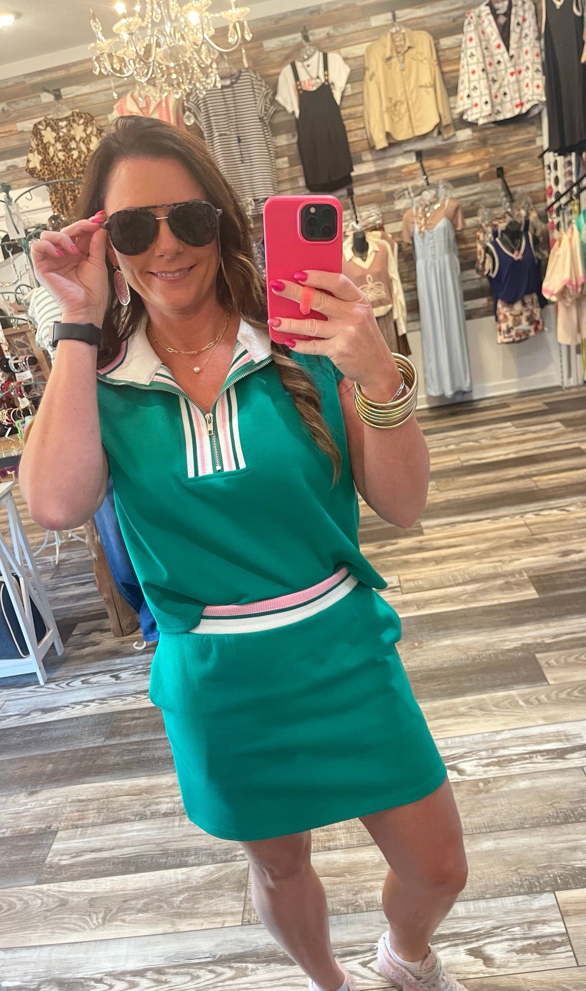 Wild Horse Boutique Clothing sets Green and Pink Skort Set