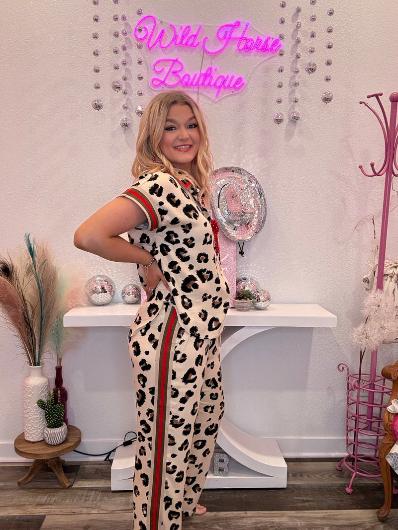 Wild Horse Boutique Clothing sets Red and Leopard Set