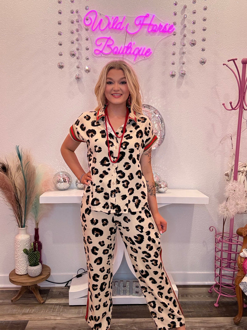 Wild Horse Boutique Clothing sets Red and Leopard Set