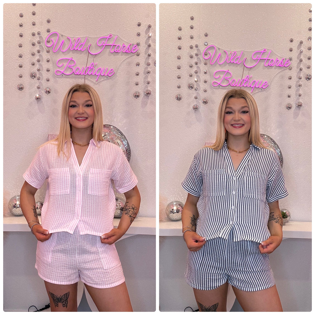 Wild Horse Boutique Clothing sets Striped Two-Piece Matching Set - Effortless