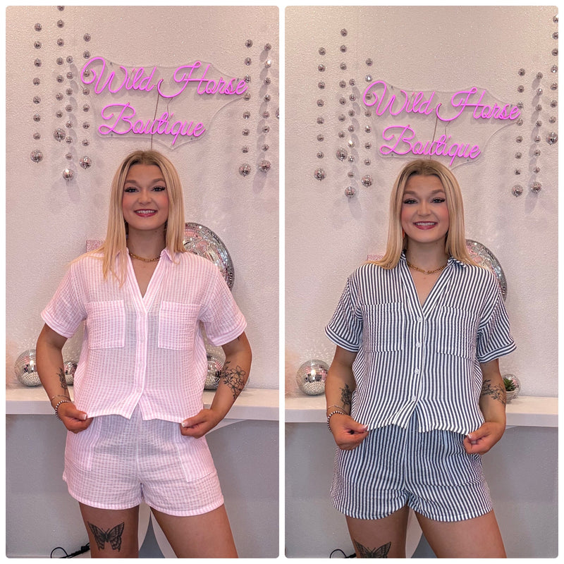 Wild Horse Boutique Clothing sets Striped Two-Piece Matching Set - Effortless