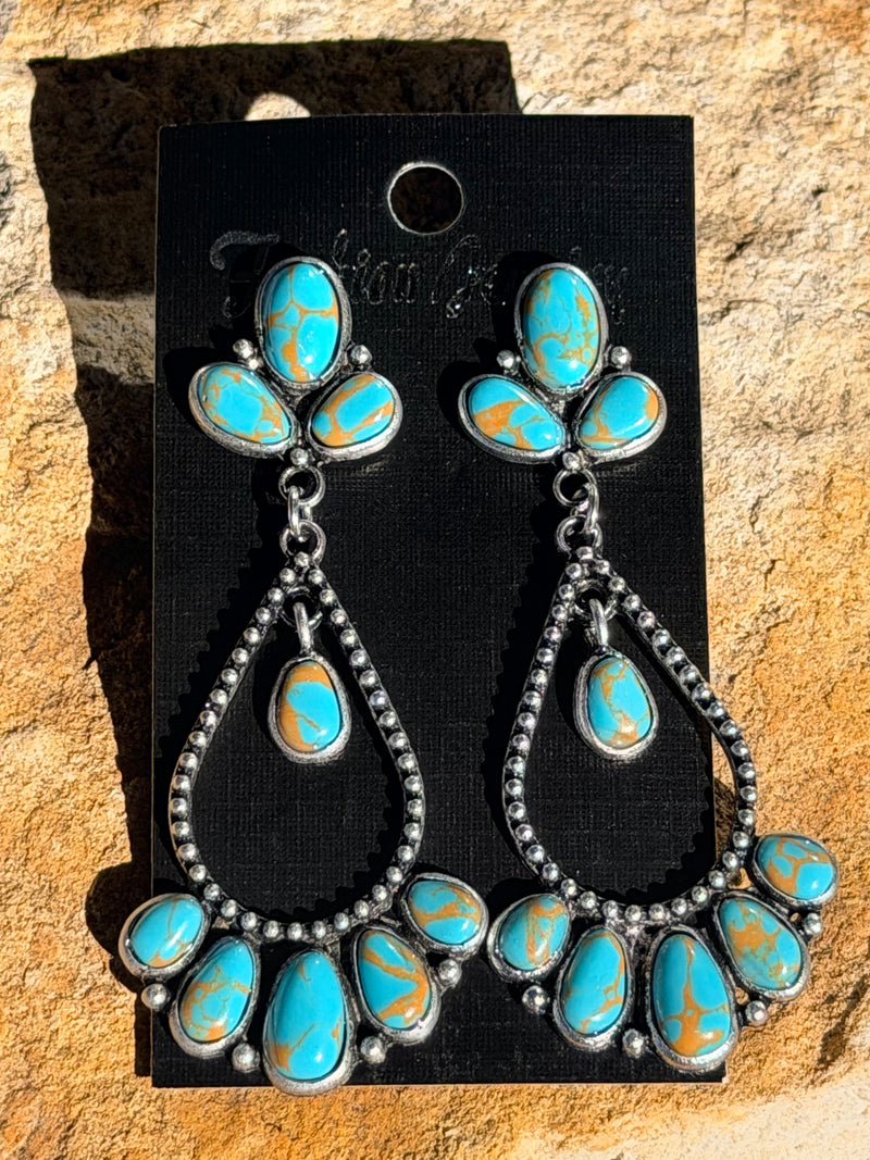 Wild Horse Boutique Cluster Dangle Turquoise Earrings