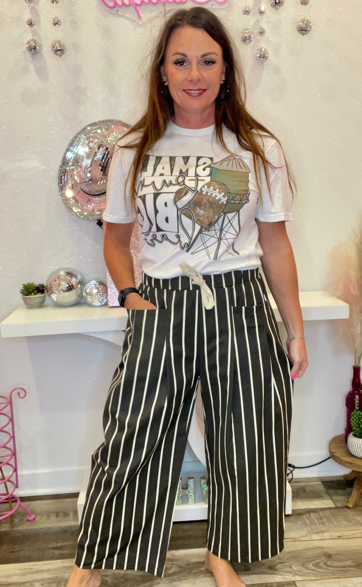 Wild Horse Boutique Dark Gray / Small Dark Gray or Maroon Striped Pants