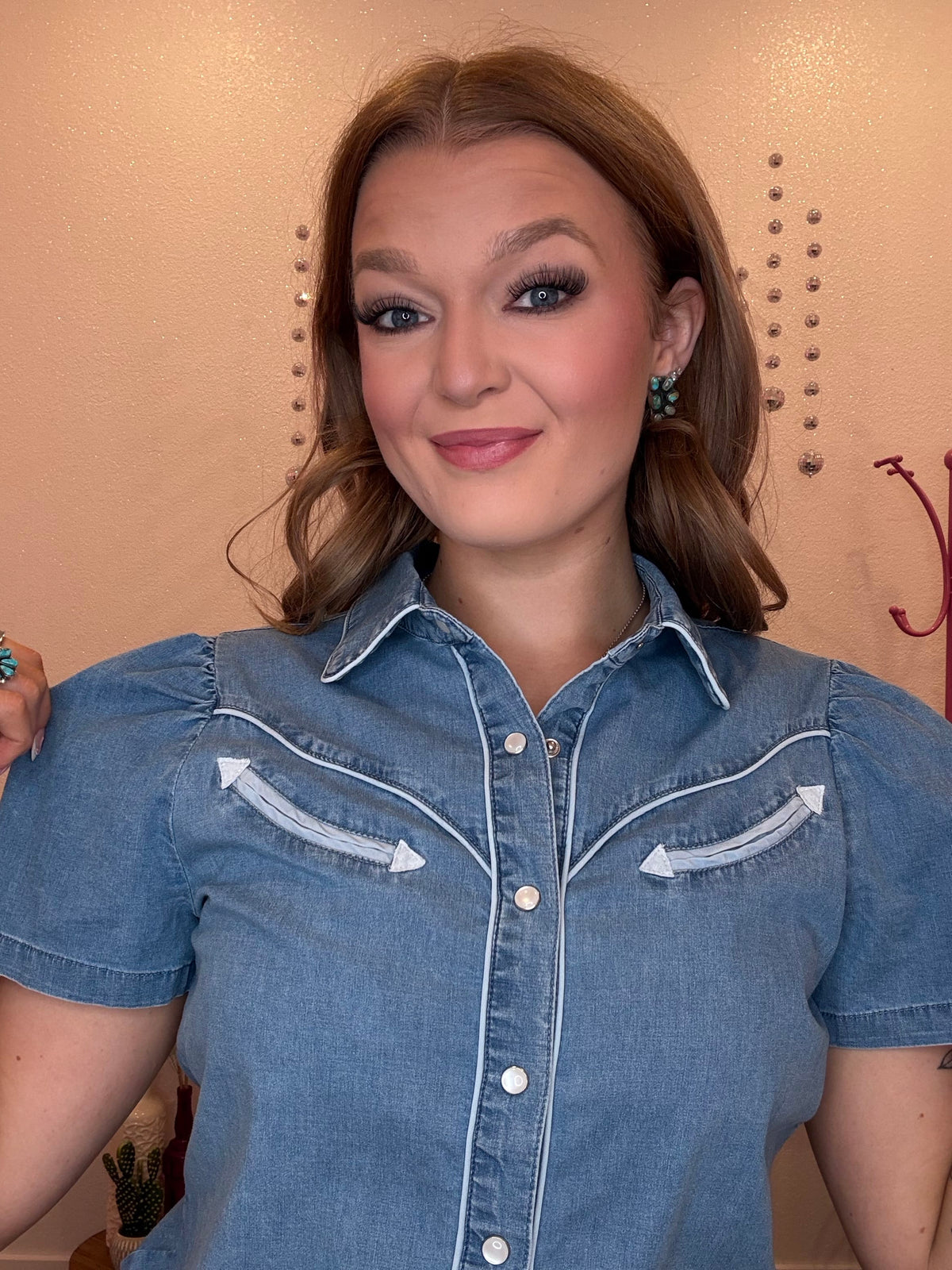 Wild Horse Boutique Denim Pearl Snap ButtonDown