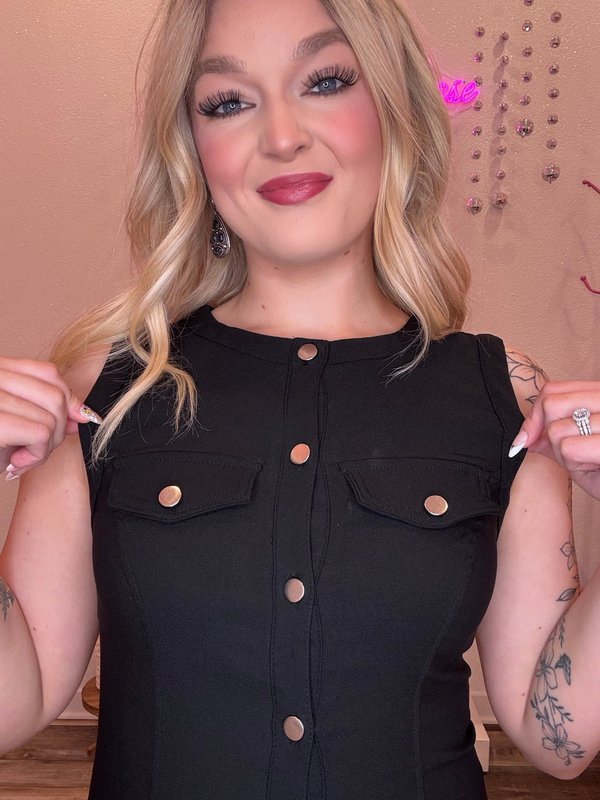 Wild Horse Boutique Dress Black Buttondown Dress