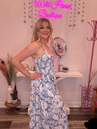 Wild Horse Boutique Dress Blue and White Flower Dress