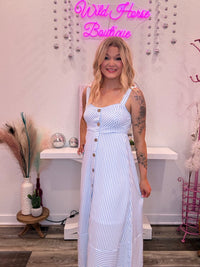 Wild Horse Boutique Dress Blue Striped Dress