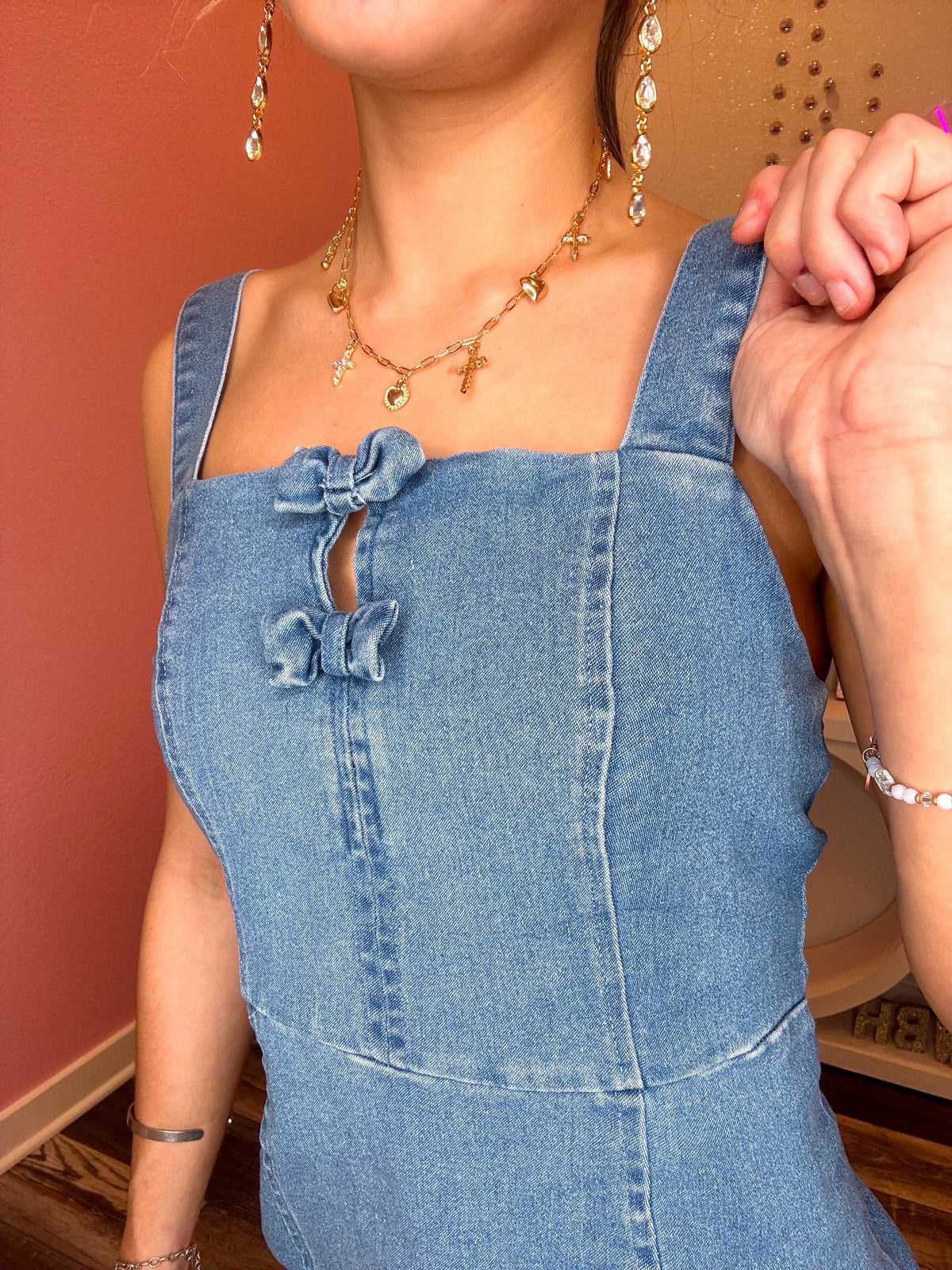 Wild Horse Boutique Dress Denim Bow Dress