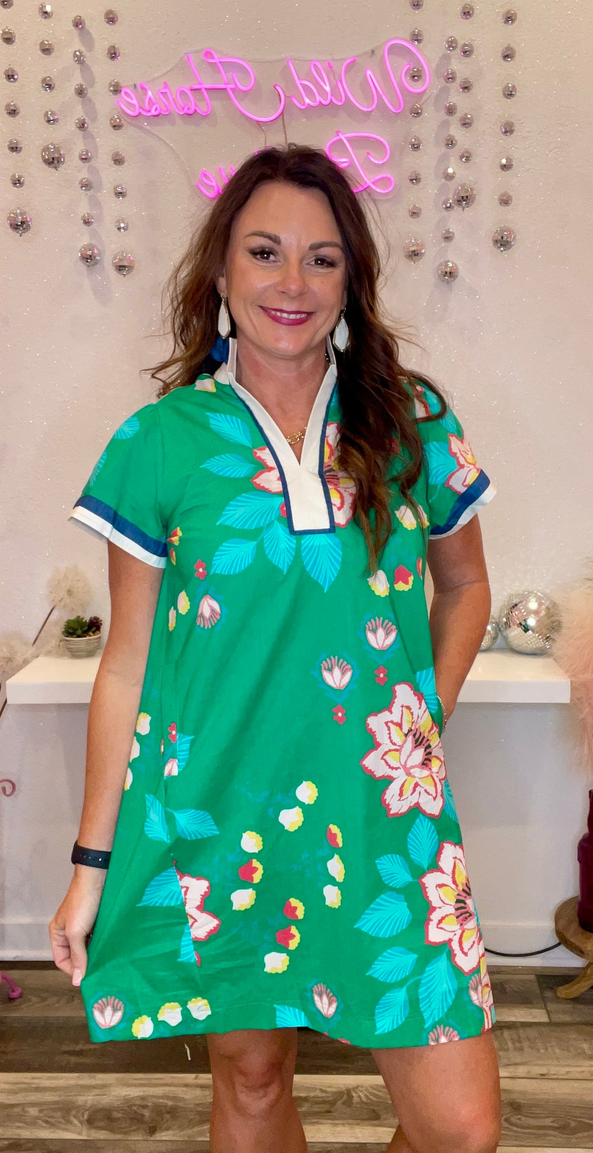 Wild Horse Boutique Dress Green Floral Dress