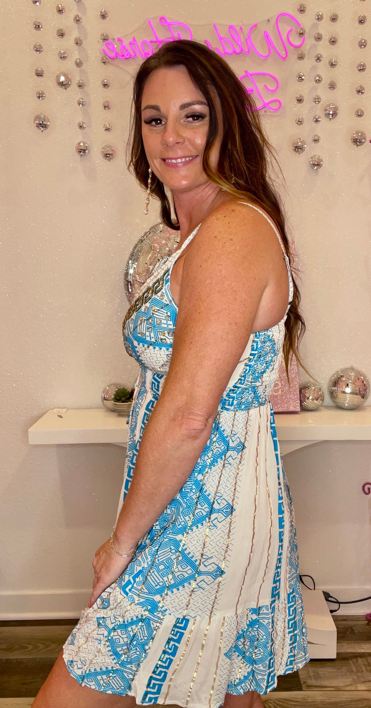 Wild Horse Boutique Dress One size Blue Seed Bead Dress