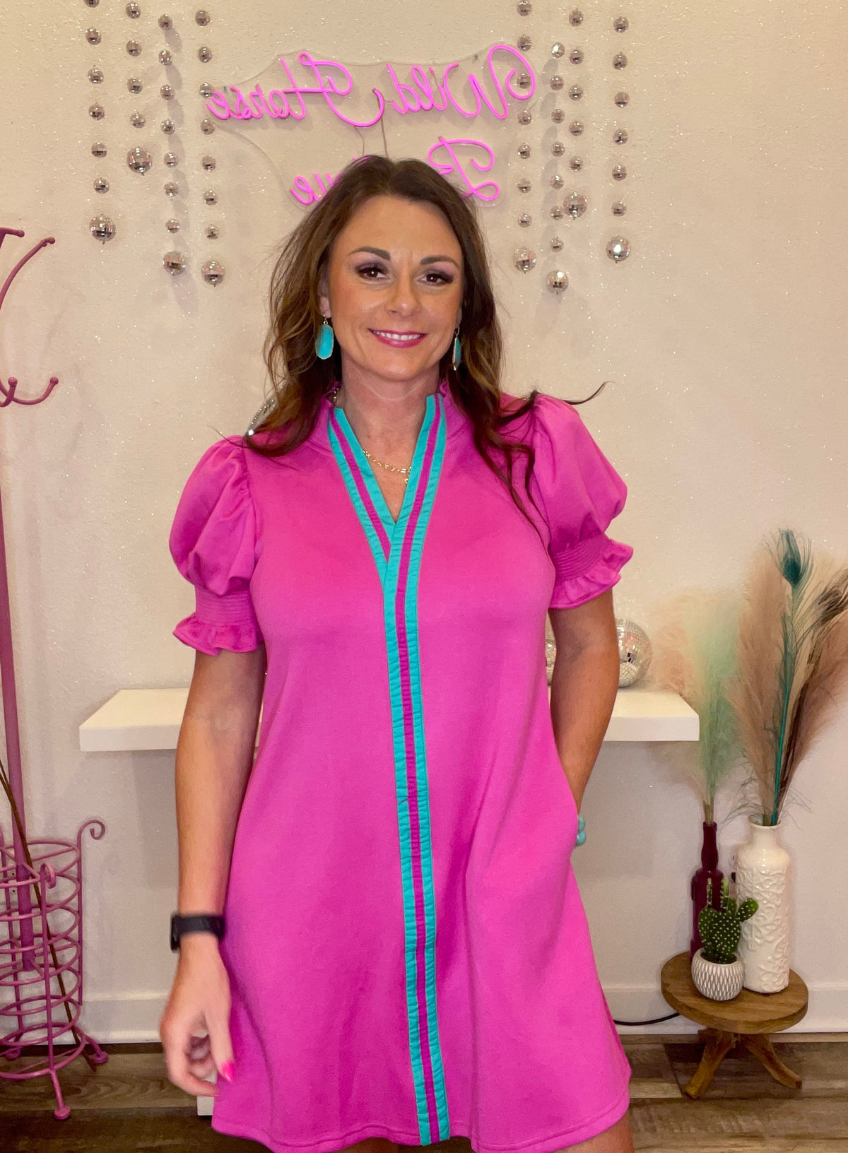 Wild Horse Boutique Dress Pink and Turquoise Dress